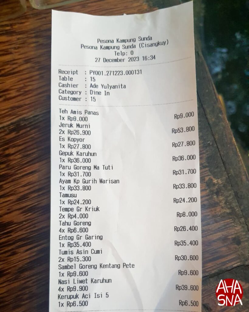 Review Pesona Kampung Sunda, Mahal tapi worth it? 8 Harga Menu Pesona Kampung Sunda - Ahasna